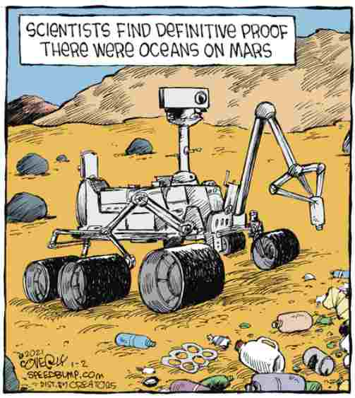 cartoon, litter on Mars